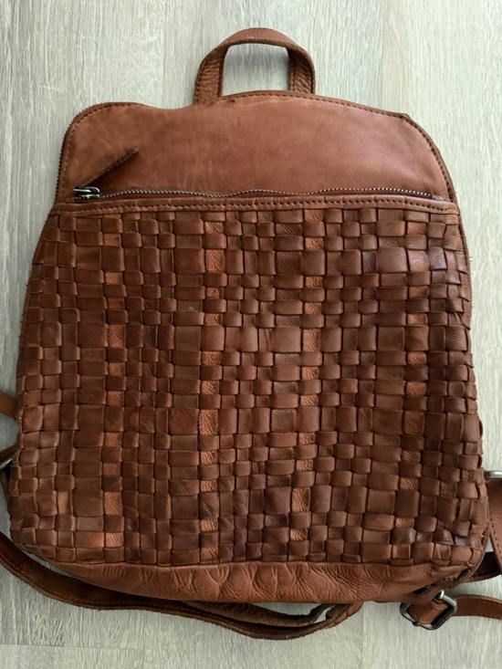 Vilenca Holland Anthropologie Leather Woven Cognac Bag/BackPack Travel main image 5